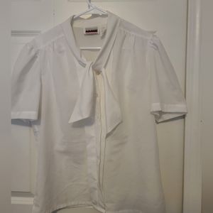 Vintage Women's Blouse, White, Size 12